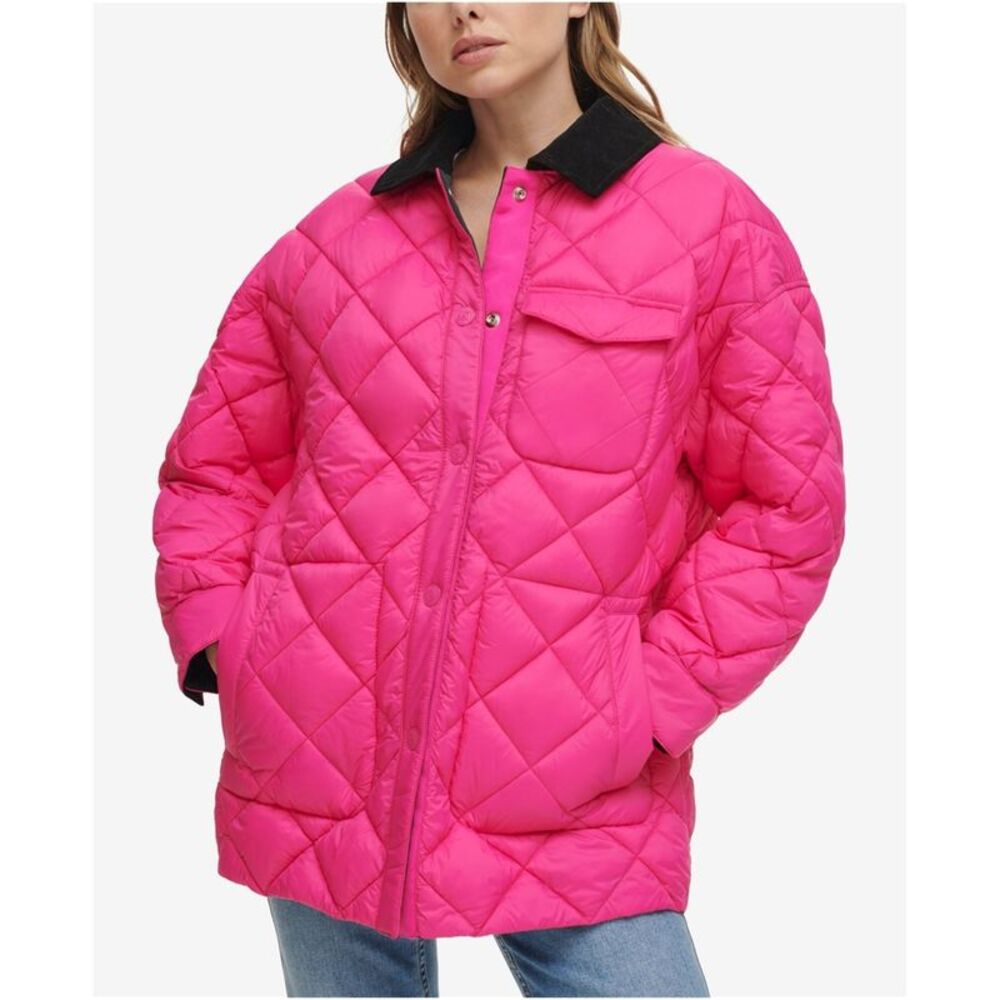 Calvin Klein Womens Reversible Barn Quilted Jacket, Pink, S, DM